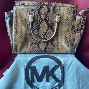 Michael Kors Snake Embossed Leather Handle Bag